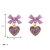 S925 Silver Bow earrings with pink and purple heart sequins and lovely little oil drops