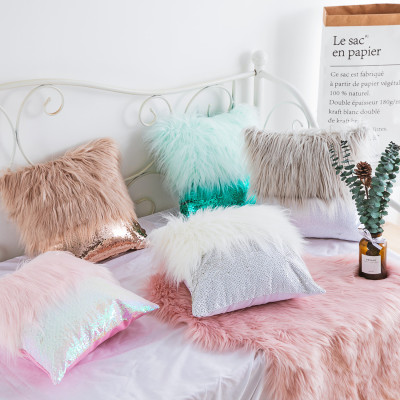 Cross-Border Hot Selling New Internet Celebrity Ins Simple Plush Sequin Stitching Princess Style with Pillow Living Room Cushions