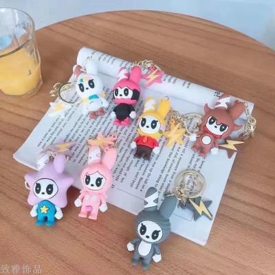 Rabbit PVC key chain multicolor Cartoon Cute Bag Accessories Small animals