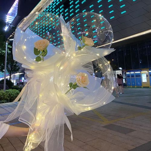 New Internet Celebrity Bounce Ball Bouquet with Light Bounce Ball Rose Bounce Ball Luminous Night Market Stall Supply