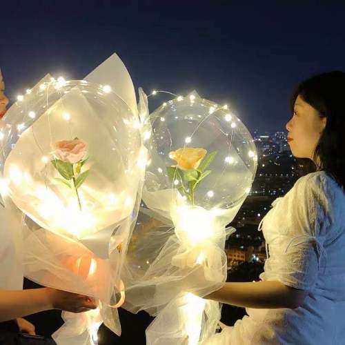 New Internet Celebrity Bounce Ball Bouquet with Light Bounce Ball Rose Bounce Ball Luminous Night Market Stall Supply