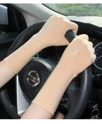 Milk Silk Embroidered Protective Sun Protection Gloves