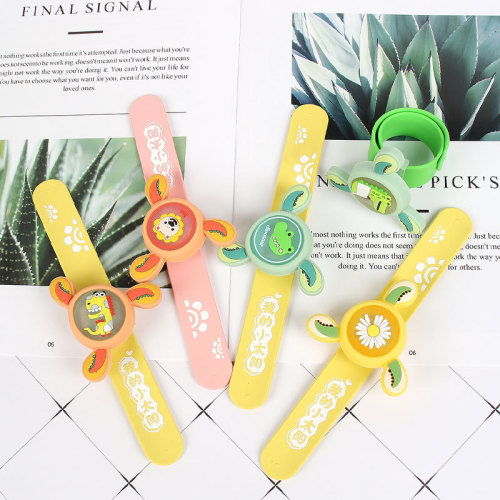 Cartoon Luminous Mosquito Repellent Bracelet Silicone Gel Slap Wristband Rotating Gyro Mosquito Repellent Buckle Children Flash Slap Bracelet Manufacturer