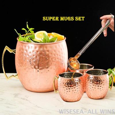 5L 304 stainless steel extra-large capacity hammer point mule cup large cocktail bucket Shared copper mug
