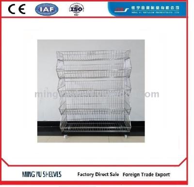 Oblique Mouth Basket Supermarket Shelf Stacked Cage Oblique Storage Cage Shelf Mesh Basket Promotional Shelf Display Stand