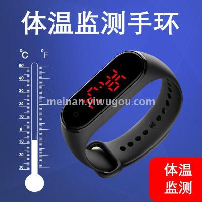Black technology temperature measurement LED movement bracelet electronic watch self-testing thermometer