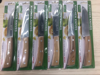 5 \\\" Wooden Handle Three Nails Fruit Knife Kitchen Knife single clip packaging Quality