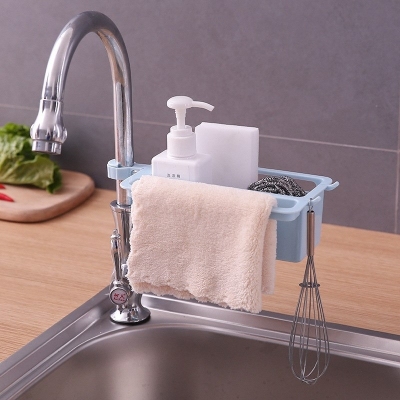 B43 Sink Storage Shelf Faucet Drain Rack Rotating Storage Rack Kitchen Drill-Free Sink Rag Storage Rack