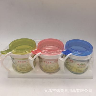 2020 New Kitchen Supplies Seasoning Jar Set Glass Seasoning Jar Household 3-Piece Factory Direct Sales