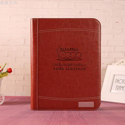Customized Business Male Package File Folder Office Conference Folder High-Grade Leather Multi-Function Folder