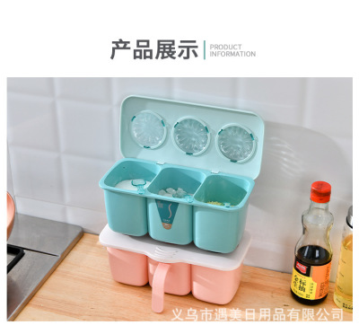 Kitchen Supplies Plastic Condiment Dispenser 3 Grid Combination with Lid Condiment Dispenser Easy to Use and Durable Condiment Dispenser