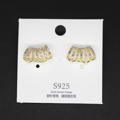 Korean-Style Personalized Diamond-Embedded Alloy Trendy Women's Sterling Silver Needle Ear Studs Internet Celebrity High-Grade Earrings