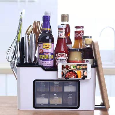 Salt Jar Combination Kitchen Multi-Functional Household Spice Jar Japanese Seasoning Box Four-Grid Integrated Wholesale