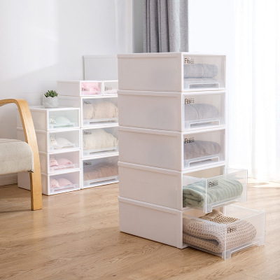 Wholesale Wardrobe Wardrobe Storage Box Transparent Clothes Storage Organizing Box Oversized Drawer Storage Box Plastic