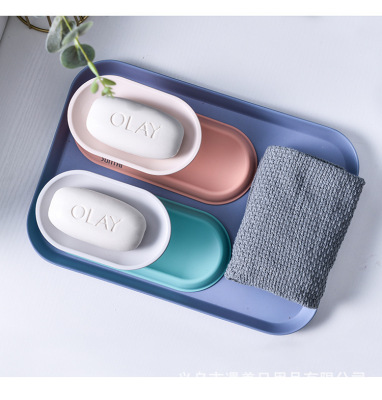 Fashionable Simple and Elegant Double-Layer Soap Box Simple and Convenient 360 ° Rotating Double-Layer Draining Home Bathroom