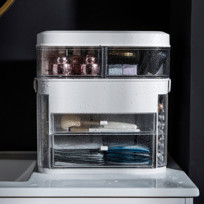 Wholesale Transparent Cosmetic Storage Box Creative Multi-Layer Large Organizing Box Portable Drawer Cosmetic Case