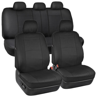 Cross-border PU leather and leather Auto seat cover Faux and black General purpose seat set for 5-seat cars
