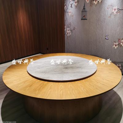 Star hotel dining table and chair custom hotel solid wood electric dining table company canteen electric big round table