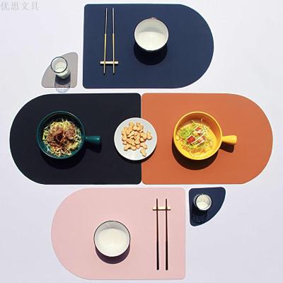 Nordic style household leather Mat hotel restaurant western-style mat custom and heat workers table mat creative plate mat