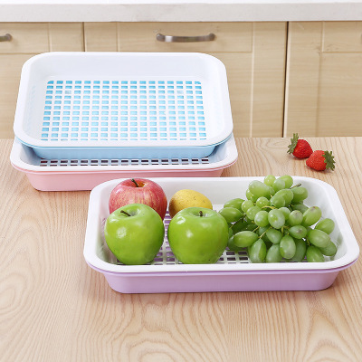 Rectangular asphalt tray plastic double-layer Fruit Bowl kitchen asphalt tray cup tray wholesale