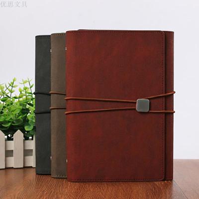 Factory in Stock Wholesale Creative Gradient Leather 6-Hole Tri-Fold Loose Spiral Notebook A5 Business Loose-Leaf Notebook Customizable
