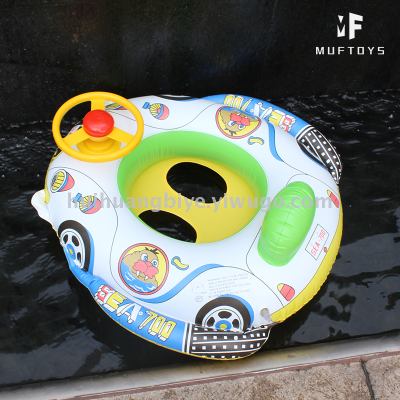 New children's swim ring baby with steering wheel ring baby boat cartoon float