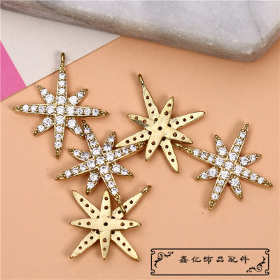 A0006 Fashion Simple Starry Rhinestone Studs Female Refined Wild Earrings Zircon Copper Parts