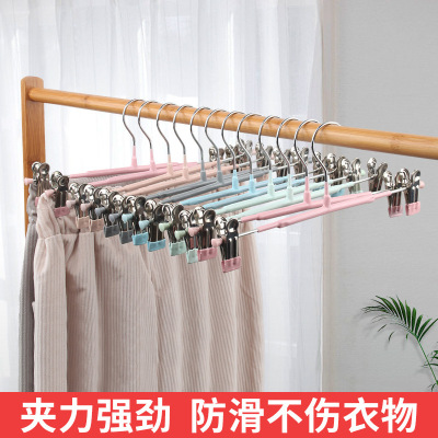 Non-slip, non-trace, thick and hard clothing store hanger pants clip, anti-rust, Iron Leach, Plastic Multifunctional pants Rack for household use