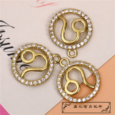 A0007 round Ornament Spot Drill Pendant Parts Necklace Accessories Zircon Trendy Earrings