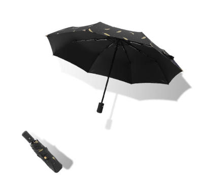 Small fresh hot gold feather folding fully automatic umbrella sun protection education male and female students sun umbrella