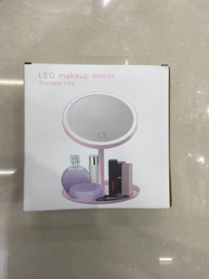 Led Makeup Mirror with Light Desktop Beauty Small Mirror Desktop Cosmetic Mirror USB Three-Color Makeup Mirror