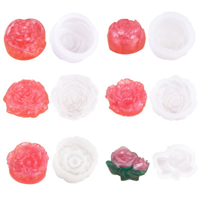 With some ornaments, A number of DIY crystal drip mold flower Three - Dimensional flowers spread mirror rose flower Mold