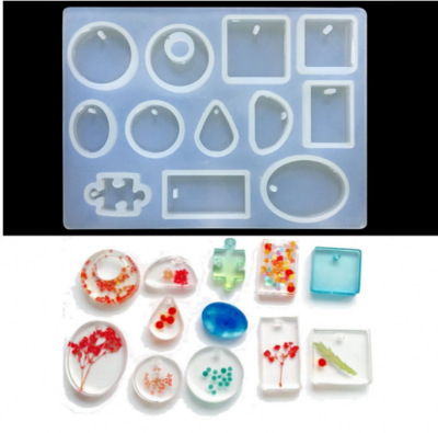 DIY Crystal Drops handmade jewelry, Teat Oval Jigsaw puzzle Pendant, silicone mould with hole