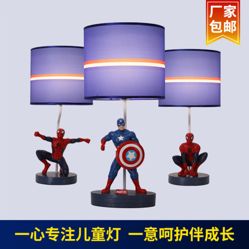 foreign trade exclusive cartoon children‘s room table lamp marvel captain america spider-man boy creative simple bedside lamp