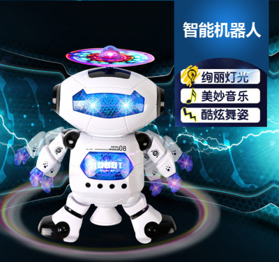 (1) Space Dancing Robot Intelligent Rotating Wind Flash Parade Boys Girls Children Electronic Toys Gifts Hot Sales