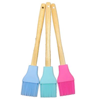 Irregular Barbecue Brush Silicone Brush Cream Cake High Temperature Resistant Baking Wooden Handle Brush Baking Tool