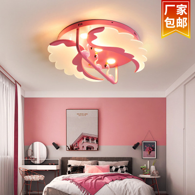 Children's room Nordic bedroom ceiling lamp cartoon flamingo boys and girls ultra-thin simple lamps and lanterns