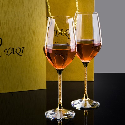European Creative fill Diamond Crystal Wine Glass Simple Grape Goblet Wedding Gift Wine Glass Set