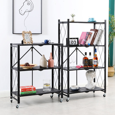 Installation-Free Folding Racks Floor-Type Multi-Layer Household Pot Rack Microwave Oven Storage Kitchen Tableware Storage