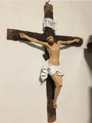 Boutique 60cm Full Color Bronze Jesus Cross Wall Pendant Catholic Christian Gift
