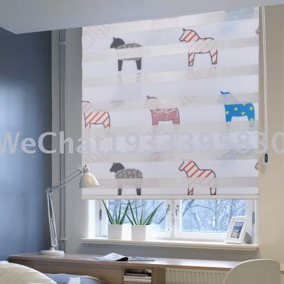 Roller Shutter Children's Room Curtain Printing Living Room Study Soft Gauze Curtain Double Roller Blind Finished Product Factory Wholesale Curtain