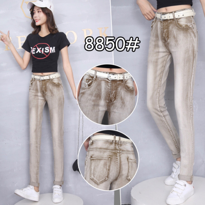 Jeans thin material casual high bounce popular new slim fit pants Q8850-2