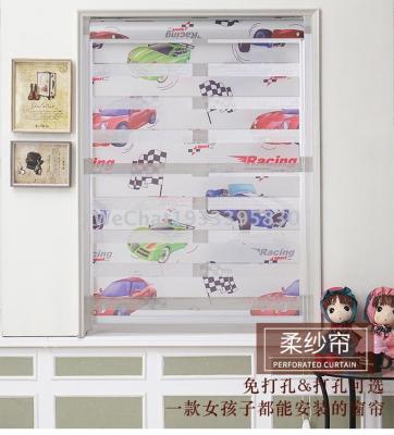 Roller Shutter Children's Room Curtain Printing Living Room Study Soft Gauze Curtain Double Roller Blind Finished Product Factory Wholesale Curtain