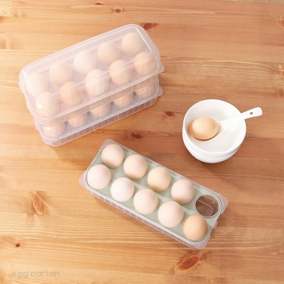 J52-4810 Kitchen with Lid 15 Lattices 10 Grid Egg Storage Box Refrigerator Egg Crisper Egg Storage Box