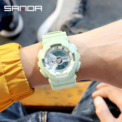 Sanda Watch Colorful Multi-Functional Personalized Watch Double Display Luminous Electronic Watch Waterproof Sports Watch Outdoor Men's and Women's Watch