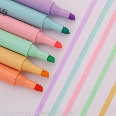 Creative triangle pen highlighter set marker for students and children wheat straw green marker