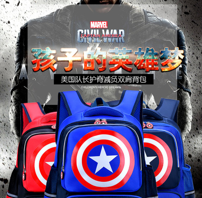 Captain America Superman Backpack Elementary School Studebt Backpack Cartoon Pattern Anime Style 2041