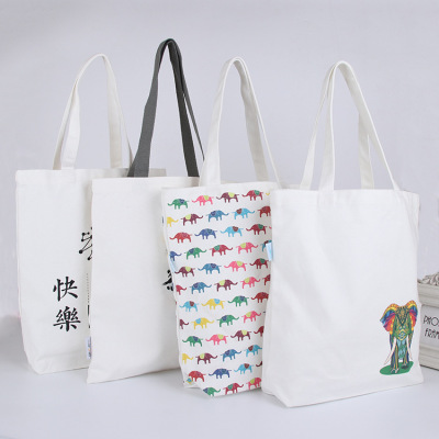 Portable Cotton Canvas Bag Fashion Shopping Cotton Bag Environmental Protection Color Printing Advertising Canvas Bag Printed Logo