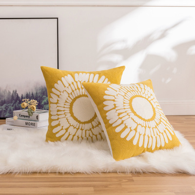 Southeast Asia Home stay sofa decoration pillow Case small fresh sunflower Small Embroidery full bodied sofa back