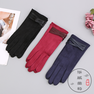 Gloves Lady winter Bike with warm velvet Korean version of students driving touch screen Gloves winter Lady